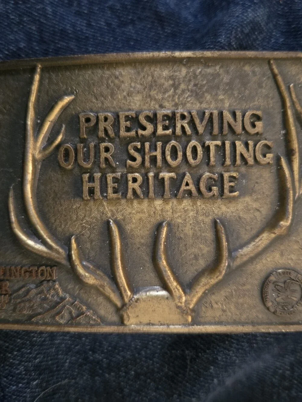 Preserving Our Shooting Heritage Brass Belt Buckle - Brown/Gold